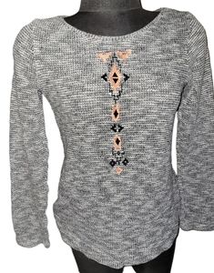 Rainbow Sweater Knit Aztec Design Emroidered Top sz Med L